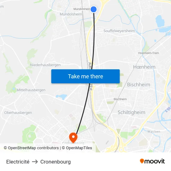 Electricité to Cronenbourg map