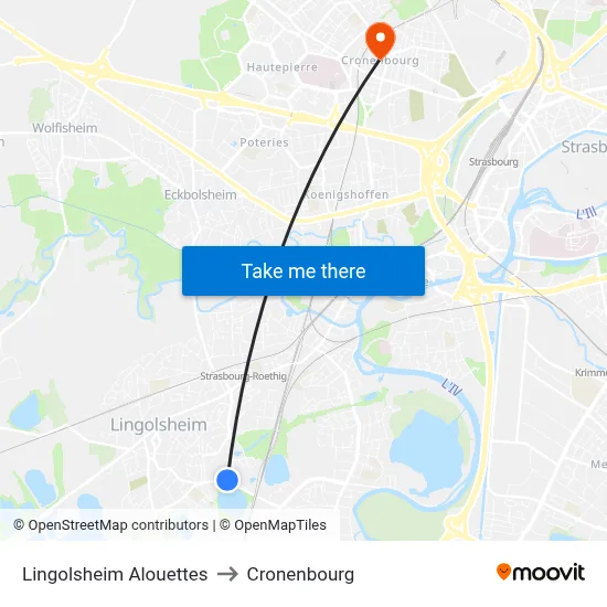 Lingolsheim Alouettes to Cronenbourg map