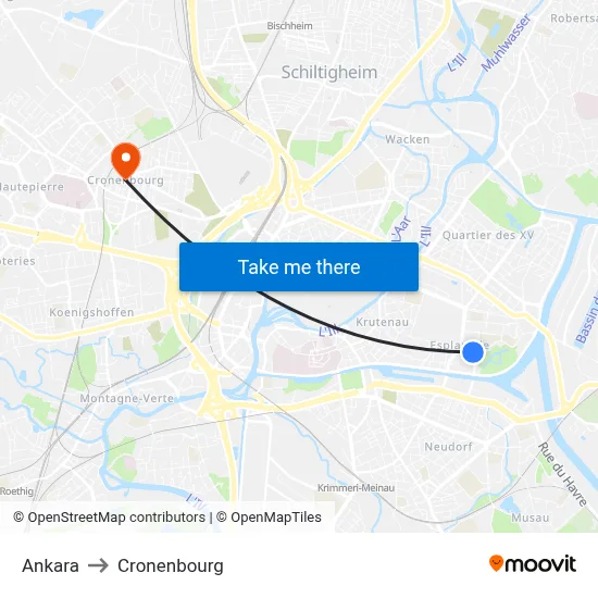 Ankara to Cronenbourg map