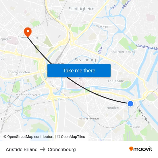 Aristide Briand to Cronenbourg map