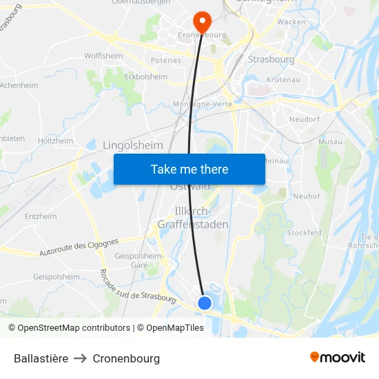 Ballastière to Cronenbourg map