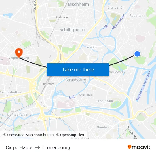 Carpe Haute to Cronenbourg map