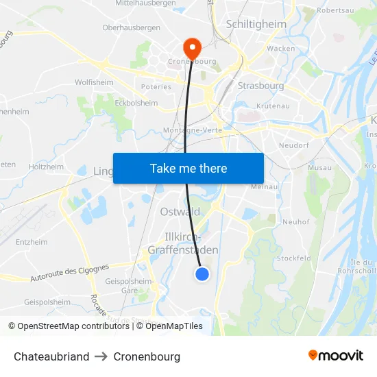 Chateaubriand to Cronenbourg map