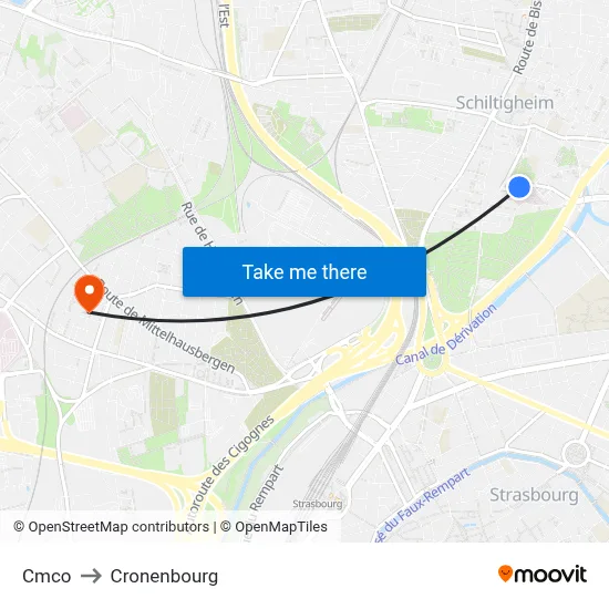 Cmco to Cronenbourg map