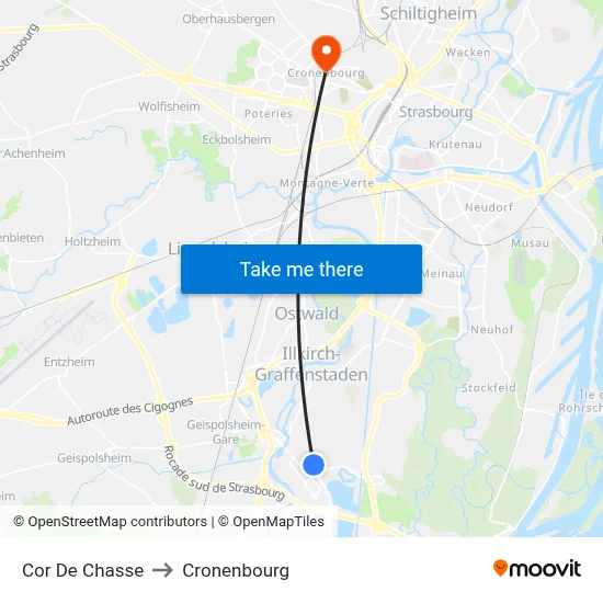 Cor De Chasse to Cronenbourg map