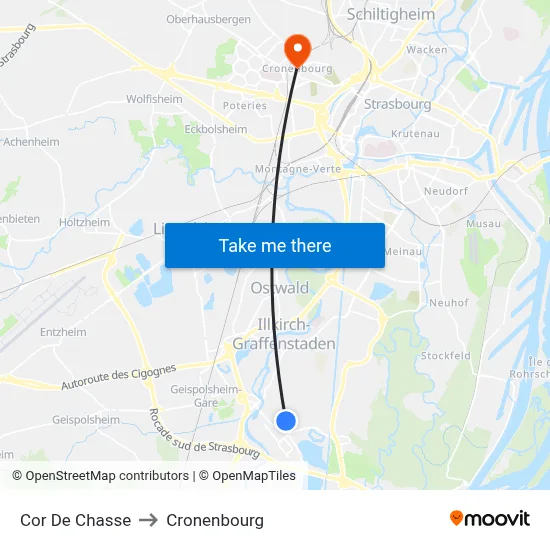 Cor De Chasse to Cronenbourg map