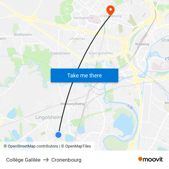 Collège Galilée to Cronenbourg map