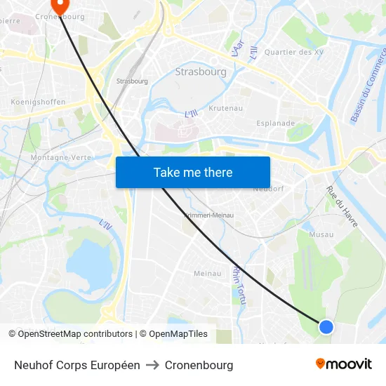 Neuhof Corps Européen to Cronenbourg map
