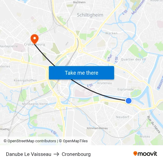 Danube Le Vaisseau to Cronenbourg map