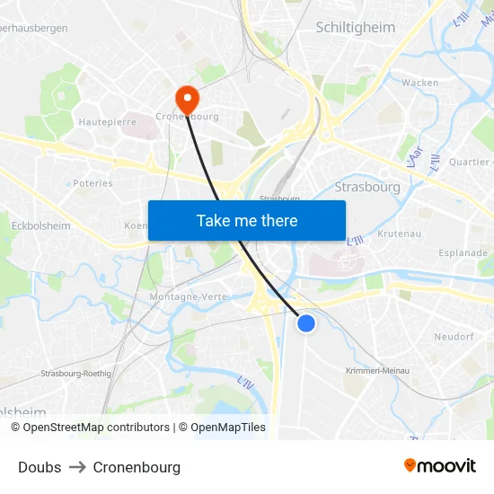 Doubs to Cronenbourg map