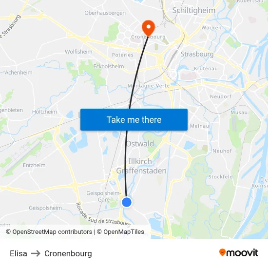 Elisa to Cronenbourg map