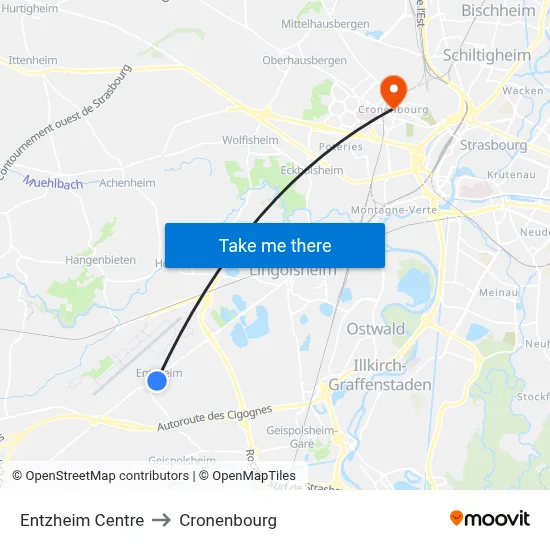 Entzheim Centre to Cronenbourg map