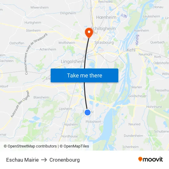Eschau Mairie to Cronenbourg map
