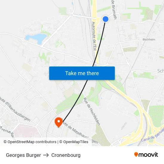 Georges Burger to Cronenbourg map