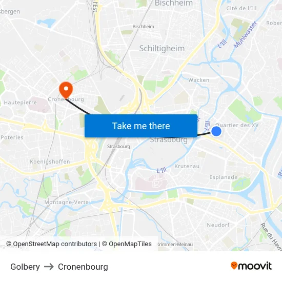 Golbery to Cronenbourg map