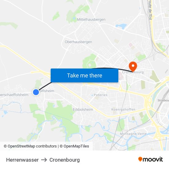 Herrenwasser to Cronenbourg map