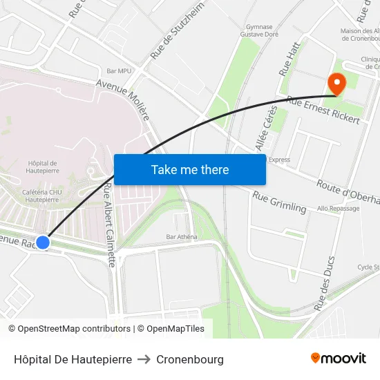 Hôpital De Hautepierre to Cronenbourg map