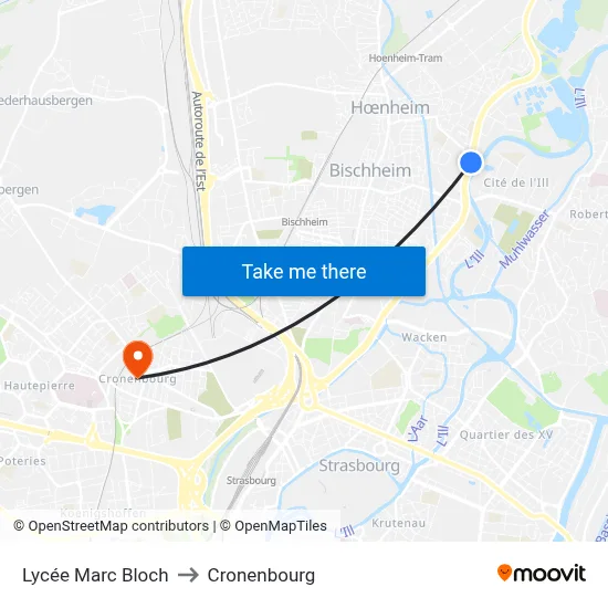 Lycée Marc Bloch to Cronenbourg map
