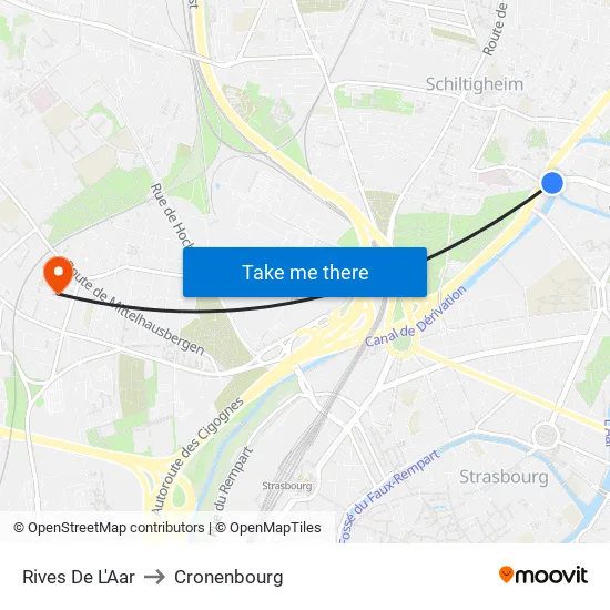 Rives De L'Aar to Cronenbourg map