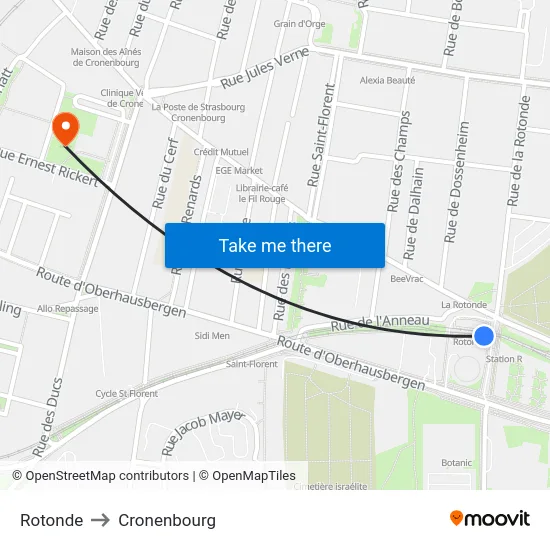 Rotonde to Cronenbourg map