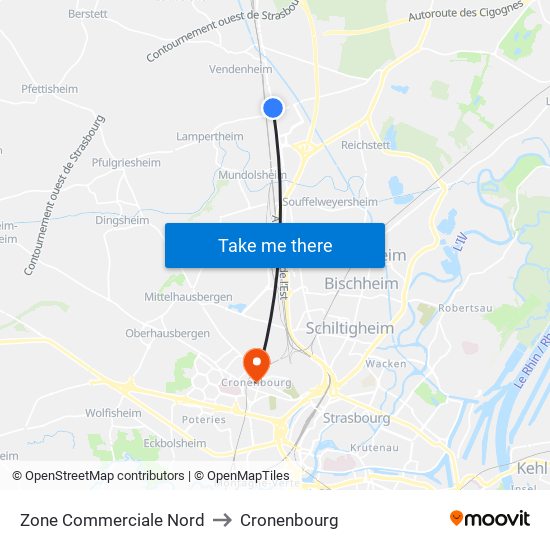 Zone Commerciale Nord to Cronenbourg map