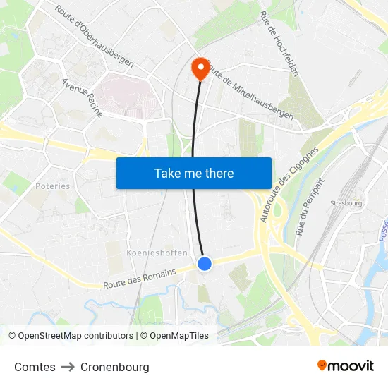 Comtes to Cronenbourg map