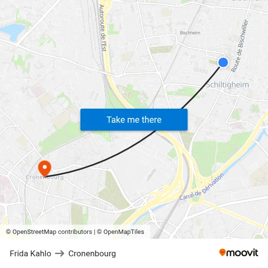 Frida Kahlo to Cronenbourg map