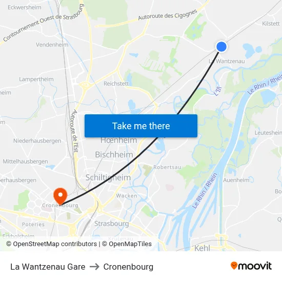 La Wantzenau Gare to Cronenbourg map