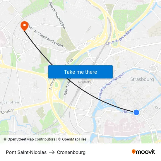 Pont Saint-Nicolas to Cronenbourg map