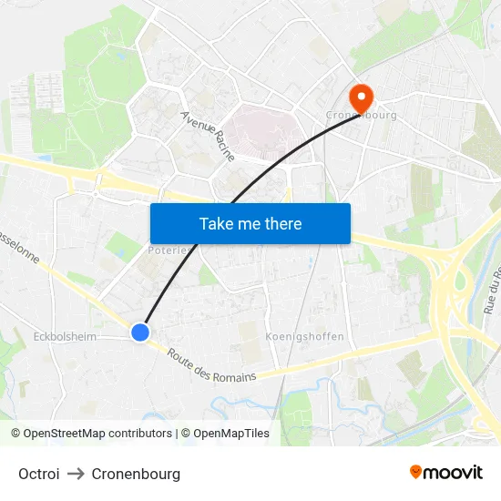 Octroi to Cronenbourg map