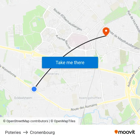 Poteries to Cronenbourg map