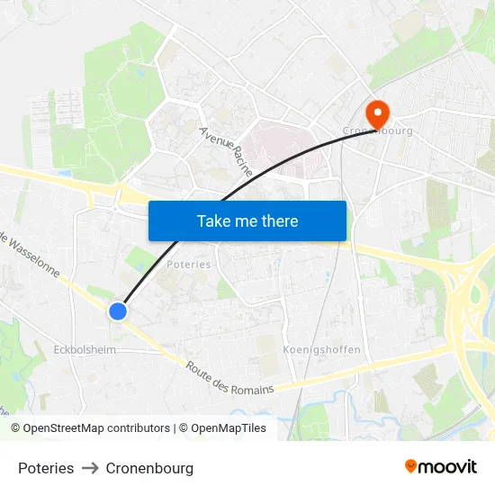 Poteries to Cronenbourg map