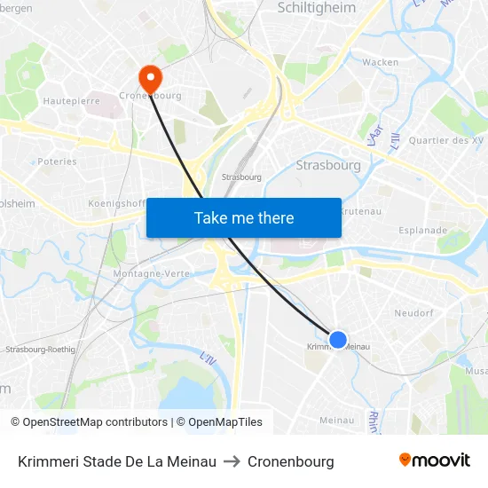Krimmeri Stade De La Meinau to Cronenbourg map