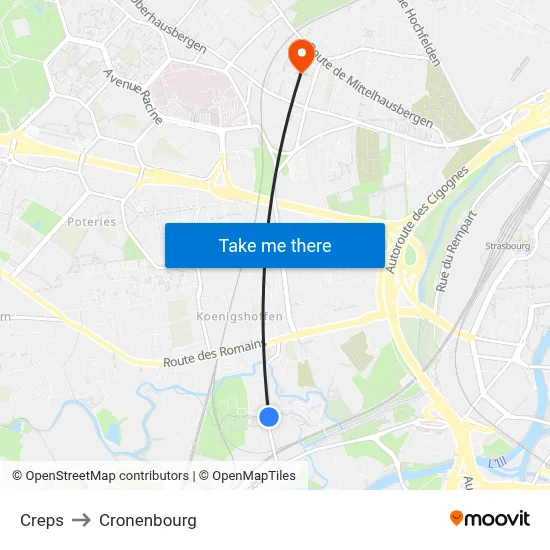 Creps to Cronenbourg map