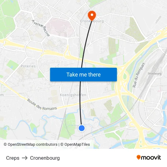 Creps to Cronenbourg map