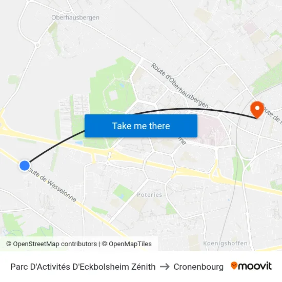 Parc D'Activités D'Eckbolsheim Zénith to Cronenbourg map