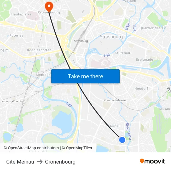 Cité Meinau to Cronenbourg map