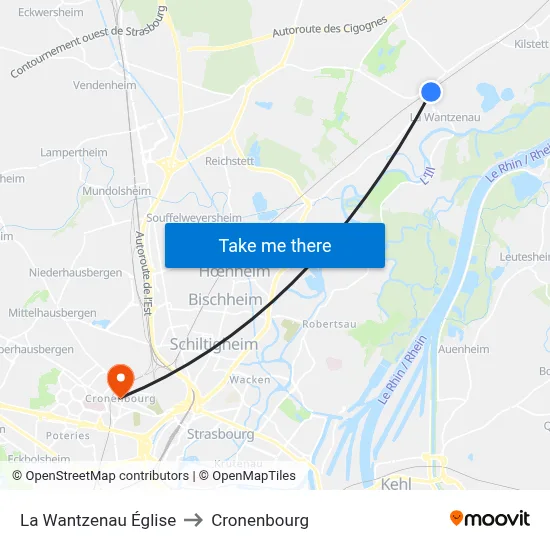 La Wantzenau Église to Cronenbourg map
