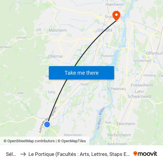 Sélestat to Le Portique (Facultés : Arts, Lettres, Staps Et Direction Du Numérique) map