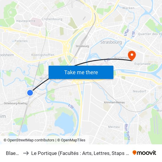 Blaesheim to Le Portique (Facultés : Arts, Lettres, Staps Et Direction Du Numérique) map