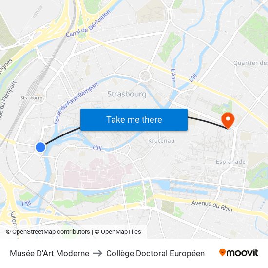 Musée D'Art Moderne to Collège Doctoral Européen map