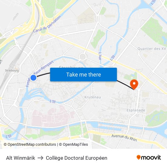 Alt Winmärik to Collège Doctoral Européen map