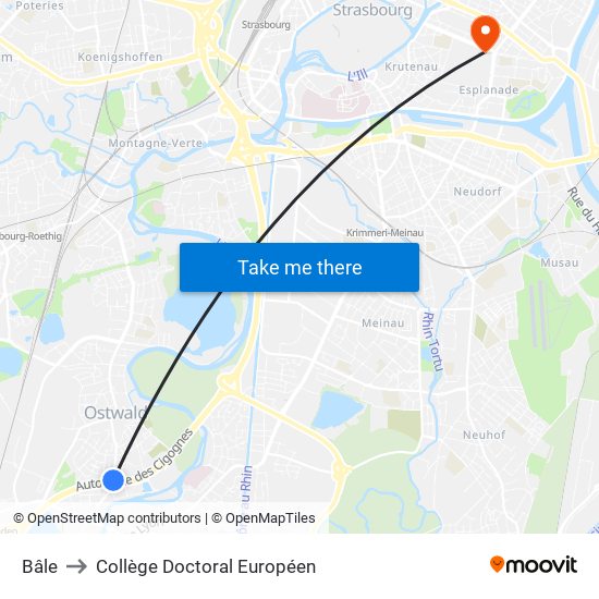 Bâle to Collège Doctoral Européen map