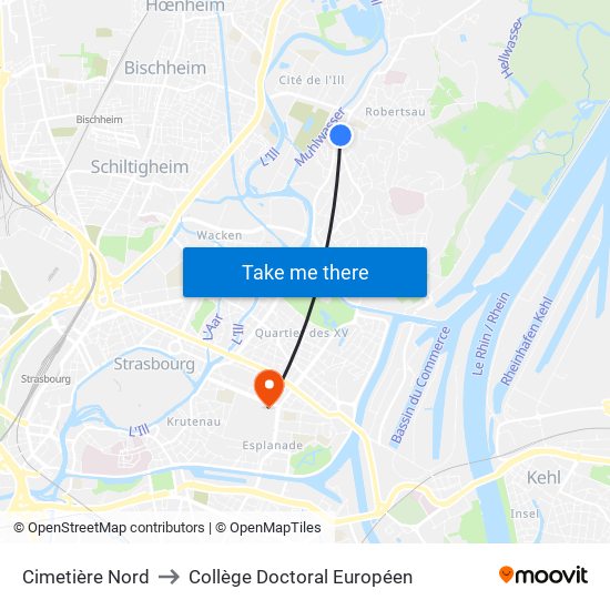 Cimetière Nord to Collège Doctoral Européen map