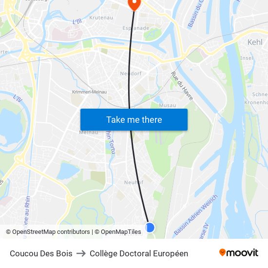 Coucou Des Bois to Collège Doctoral Européen map