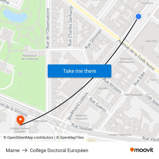 Marne to Collège Doctoral Européen map