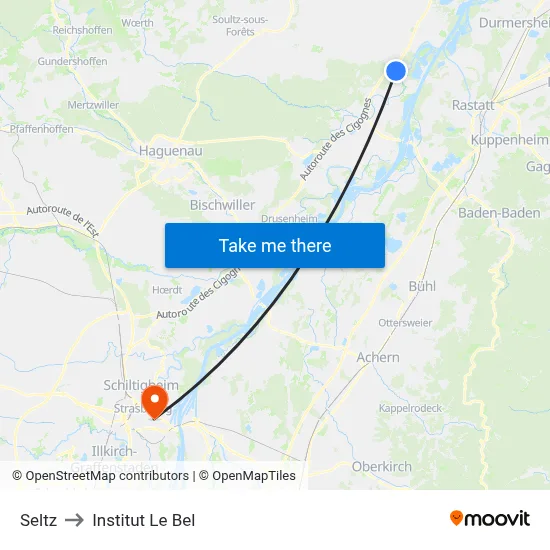 Seltz to Institut Le Bel map