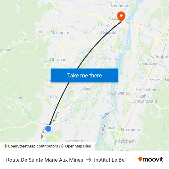 Route De Sainte-Marie Aux Mines to Institut Le Bel map
