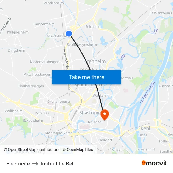 Electricité to Institut Le Bel map