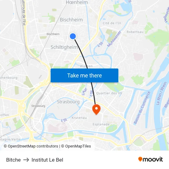 Bitche to Institut Le Bel map